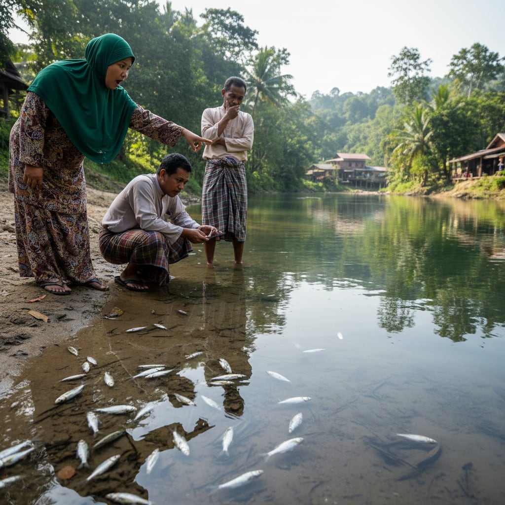 Gambar utama citer: Air Sungai Jegor Jernih Pelik, Ratusan Ikan Mati — Penduduk Kampung Terkejut Beruk!